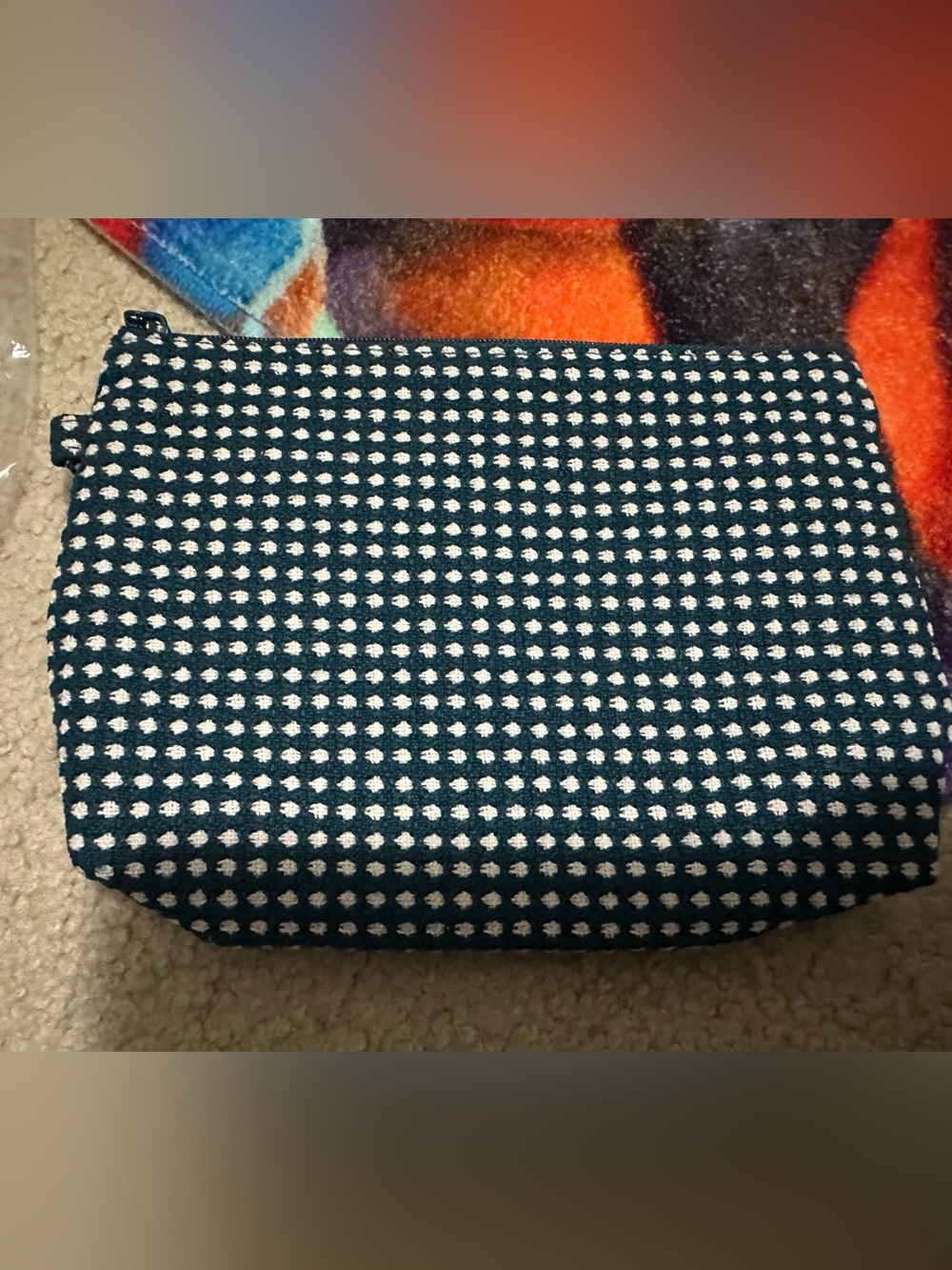 thirty-one teal mini zipper pouch with white dots - Picture 3 of 5